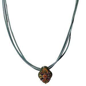 Boho Vintage  G.M. 925 Silver Floral Pendant Necklace Retro 70s Fashion Jewelry